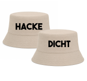 2er Set Hüte, Party Hut, Bucket Hat, Fischer Hut, Hut bedruckt mit Spruch: HACKE DICHT - Farbe sand