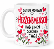 Guten Morgen Tasse mit Spruch Herzensmensch – Geschenk für Lieblingsmenschen