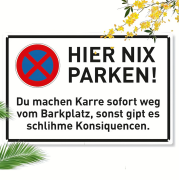 Retro-Metallschild Vintage Blechschild "Nix HIER PARKEN"