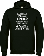 Kapuzenpullover, Hoodie schwarz mit Motiv: Ja... Ich habe hübsche KINDER, TOCHTER oder SOHN