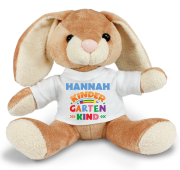 Stofftier, Kuscheltier Teddy, Hase, Elefant mit Mini Tshirt - Motiv Kindergartenkind - mit Wunschnamen
