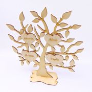 Personalisierter Lebensbaum mit Gravierten Herzen, Anzahl wählbar, 28 cm Hoch