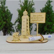 Holz Leuchtturm mit Ortsschild und Strandkorb und Geldscheinhalter