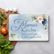 Glasschneidebrett, Frühstücksbrettchen, mit Motiv: Mamas Küche