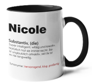 Weiße o. schwarzweiße Tasse "Namenstasse" Dein Name. Dein Style. Dein Statement, Name mit Charakter, Definition von...