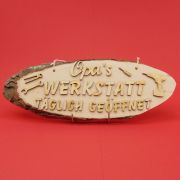 Baumscheibe naturbelassen Spruchtafel "Opa`s Werkstatt"