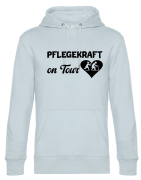 Premium Kapuzenpullover, Hoodie schwarz mit Motiv: Pflegekraft on Tour, verschiedene Farben