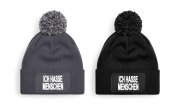 One Size Beanie mit Pompon, Bommelmütze mit Spruch: Ich hasse Menschen