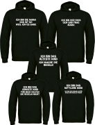 5er Set Hoodies, Kapuzenpullover schwarz "Ich bin die MAMA, Ich bin der PAPA, Das Jüngste, Das Mittlere, Das Älteste KiND - REGELN der Familie" - auch in Kindergrößen