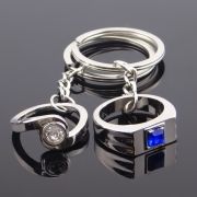 Partner Schlüsselanhänger Ringe mit Strassstein (2 Stk.)