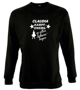 Sweatshirt, Rundhals Pullover, schwarz mit Motiv: "Kampfzwerg in allen Lebenslagen" personalisiert