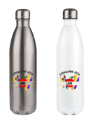 Trinkflasche, Isolierflasche, Edelstahl-Thermoflasche 750 ml Motiv Lernzubehör: Schulkind 2023 "Name"