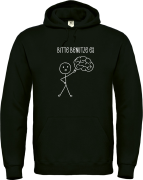 Kapuzenpullover, Hoodie schwarz mit Motiv: Strichmännchen - Gehirn