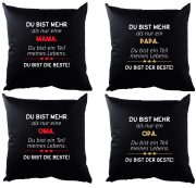 Schwarzes Kissen mit Motiv: "Du bist mehr als nur" Mama, Papa, Schwester, Bruder, Tochter, Sohn, Frau, Mann, Freundin, Freund