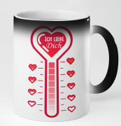 Farbwechseltasse Zaubertasse, Magic Mug mit Motiv: Liebesthermometer