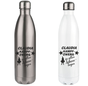 Trinkflasche, Isolierflasche, Edelstahl-Thermoflasche 750 ml Motiv: "Name" Kampfzwerg in allen Lebenslagen