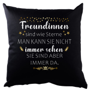 Schwarzes Kissen "Freundinnen sind wie Sterne..."