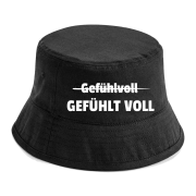 Party Hut, Bucket Hat, Fischer Hut, Hut bedruckt mit Spruch: Gefühlvoll - Gefühlt VOLL