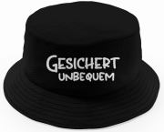 Party Hut, Bucket Hat, Fischer Hut, Hut bedruckt mit Spruch: Gesichert unbequem