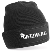 One Size Beanie, schwarze Mütze bedruckt mit Spruch: Giftzwerg