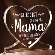 Acryl Herz mit Spruch „Glück ist eine Mama wie dich zu haben“ – Herz Deko & Geschenk für Mama 10 cm