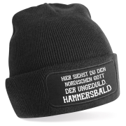 One Size Beanie, Mütze bedruckt mit Spruch: "Hier siehst du den nordische Gott Hammersbald"