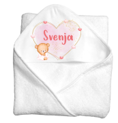 Kinderbadetuch, Babyhandtuch mit Kapuze, Motiv: Bärchen mit Herz