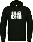 Kapuzenpullover, Hoodie schwarz mit Motiv: Ich hasse Menschen