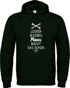 Kapuzenpullover, Hoodie schwarz mit Motiv: Locker bleiben Wunschname macht das schon.
