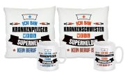 Kissen oder Tasse: Ich bin Krankenschwester / Krankenpfleger weil Superheld/in kein Beruf ist