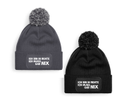 One Size Beanie mit Pompon, Bommelmütze mit Spruch: Ich bin in Rente, Ich muss gar NIX