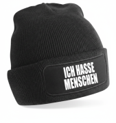 One Size Beanie, Mütze mit Spruch: Ich hasse Menschen
