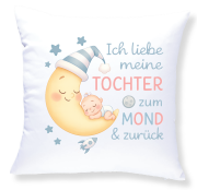 Weißes Kissen mit Motiv: Ich liebe meine Tochter -oder Ich liebe meinen Sohn