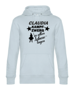 Premium Kapuzenpullover, Hoodie mit Motiv: "Kampfzwerg in allen Lebenslagen" personalisiert, Farbe nach Wahl