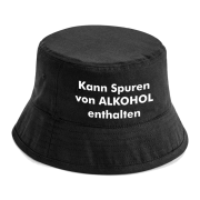 Party Hut, Bucket Hat, Fischer Hut, Hut bedruckt mit Spruch: Kann Spuren Vom Alkohol enthalten
