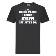Funshirt T-Shirt "Keine Panik Leute - Wunschname ist jetzt da" Design 2