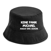 Party Hut, Bucket Hat, Fischer Hut, Hut bedruckt mit Spruch: Keine Panik... Wunschname macht das schon