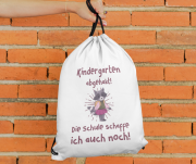 Turnbeutel "Kindergarten abgehakt. Die Schule schaffe ich auch noch!"