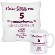 Kissen oder Tasse mit Motiv - Stolze Oma - individualisierbar