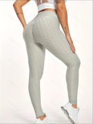 1Stk. Einfarbige Hochtaillierte Shaping-Leggings mit festem Honigwabenmuster, High-Stretch Sport Leggings, Damen Activewear, atmungsaktiv, elastisch