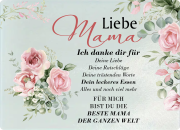 Glasschneidebrett, Frühstücksbrettchen, mit Motiv: Liebe Mama/ Oma/ Schwester ich danke dir für deine Liebe...