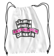 Turnbeutel - "Lächeln, winken, Arschloch denken"