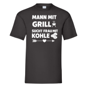 Tshirt, Funshirt - mit Motiv: Mann mit Grill sucht Frau mit Kohle