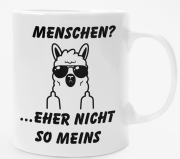 Weiße oder schwarzweiße Tasse "Menschen? Eher nicht so meins." Bürotasse, Spruchtasse,Kaffeebecher Arbeit