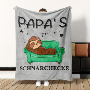 Kuscheldecke, Flanelldecke, Bedruckte Decke für den Papa, mit Spruch „Papas Schnarchecke"