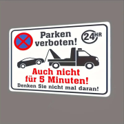 Retro-Metallschild Vintage Blechschild "Parken verboten -  auch nicht für 5 Min..."