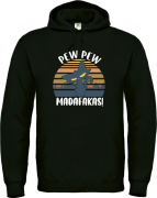 Kapuzenpullover, Hoodie schwarz mit Motiv: PEW PEW...Motiv Katze