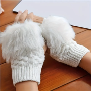Strickhandschuhe, Fingerlose Handschuhe mit Plüsch