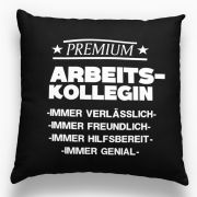 Weißes oder schwarzes Kissen "Premium Arbeitskollegin /Kollege." Büro, Arbeitsgeschenk