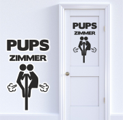 WC Tür Aufkleber, Badezimmer Wandtattoo "Pups Zimmer"